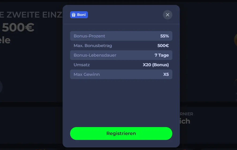 Fridayroll Casino Bonus Übersicht
