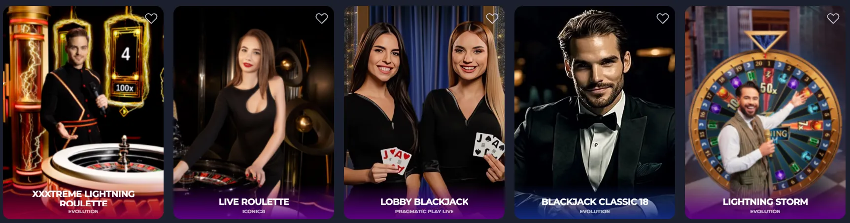 Live Casino Lobby mit echten Croupiers