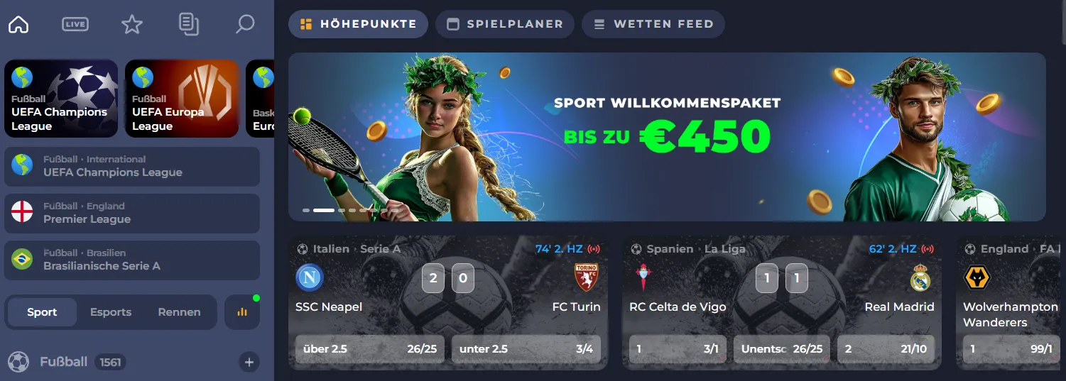 Online Sportwetten Bereich